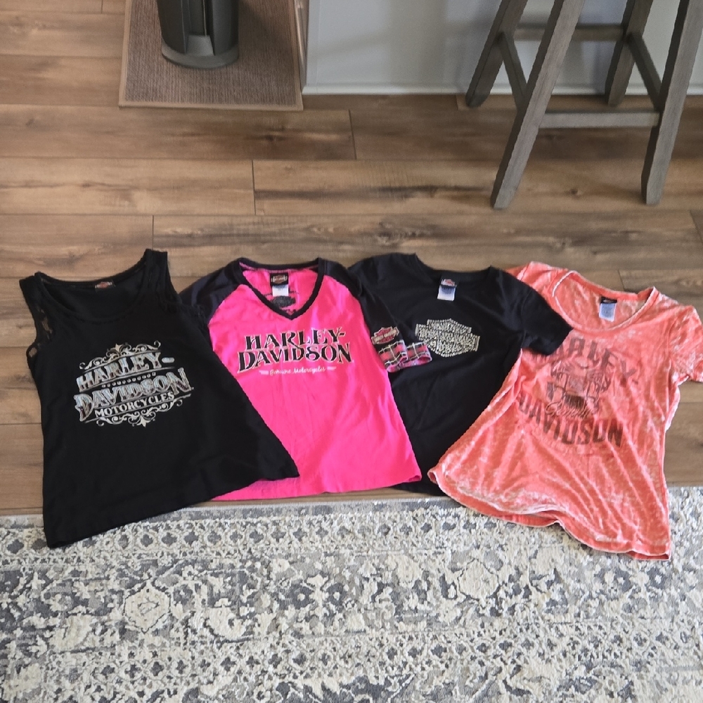 Harley-Davidson Womens' Black, Pink, and Orange Tees-all 4 for $40